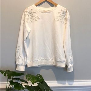 White lace crewneck sweatshirt